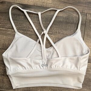 ALO Yoga Lavish Bra White Strappy Sports Bra in XS